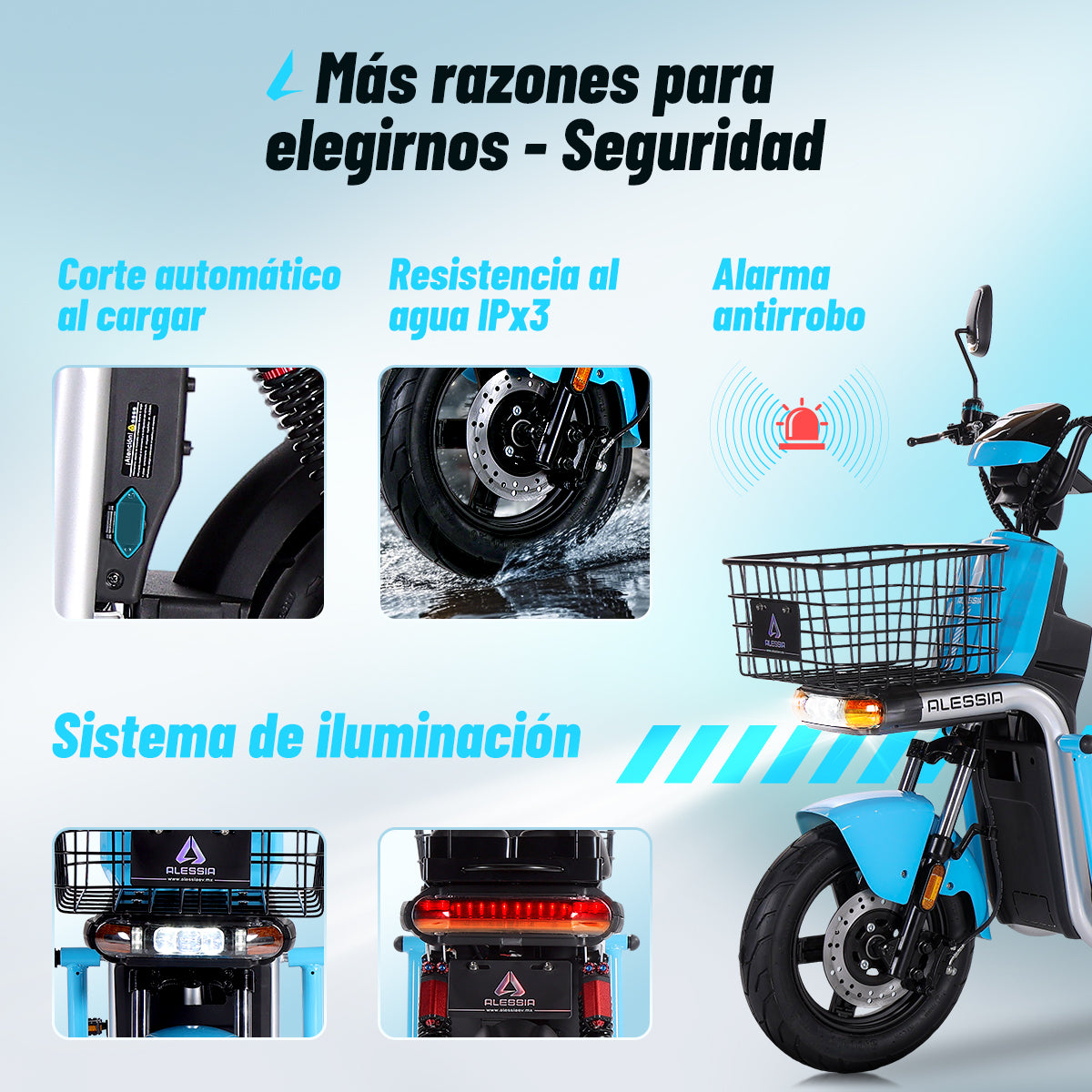 Alessia E-bike A04 Ranger 60V 20Ah / 72V 20Ah  seguridad