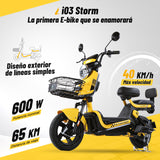 i03 Storm | Bici Eléctrica 600W | Velocidad 45km/h | Batería 1200Wh | Soporta 160kg | Perfecta para trabajo y viajes cortos
