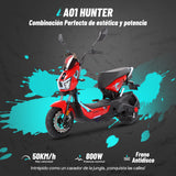 Bicicleta Eléctrica Hunter Pro, A01 Pro, Rojo, Con caja central, Diseño Estético, Potencia Potente, Autonomía 75km, Suspensión Mejorada, Conducción Cómoda y Segura