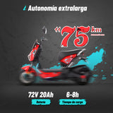Bicicleta Eléctrica Hunter Pro, A01 Pro, Rojo, Con caja central, Diseño Estético, Potencia Potente, Autonomía 75km, Suspensión Mejorada, Conducción Cómoda y Segura