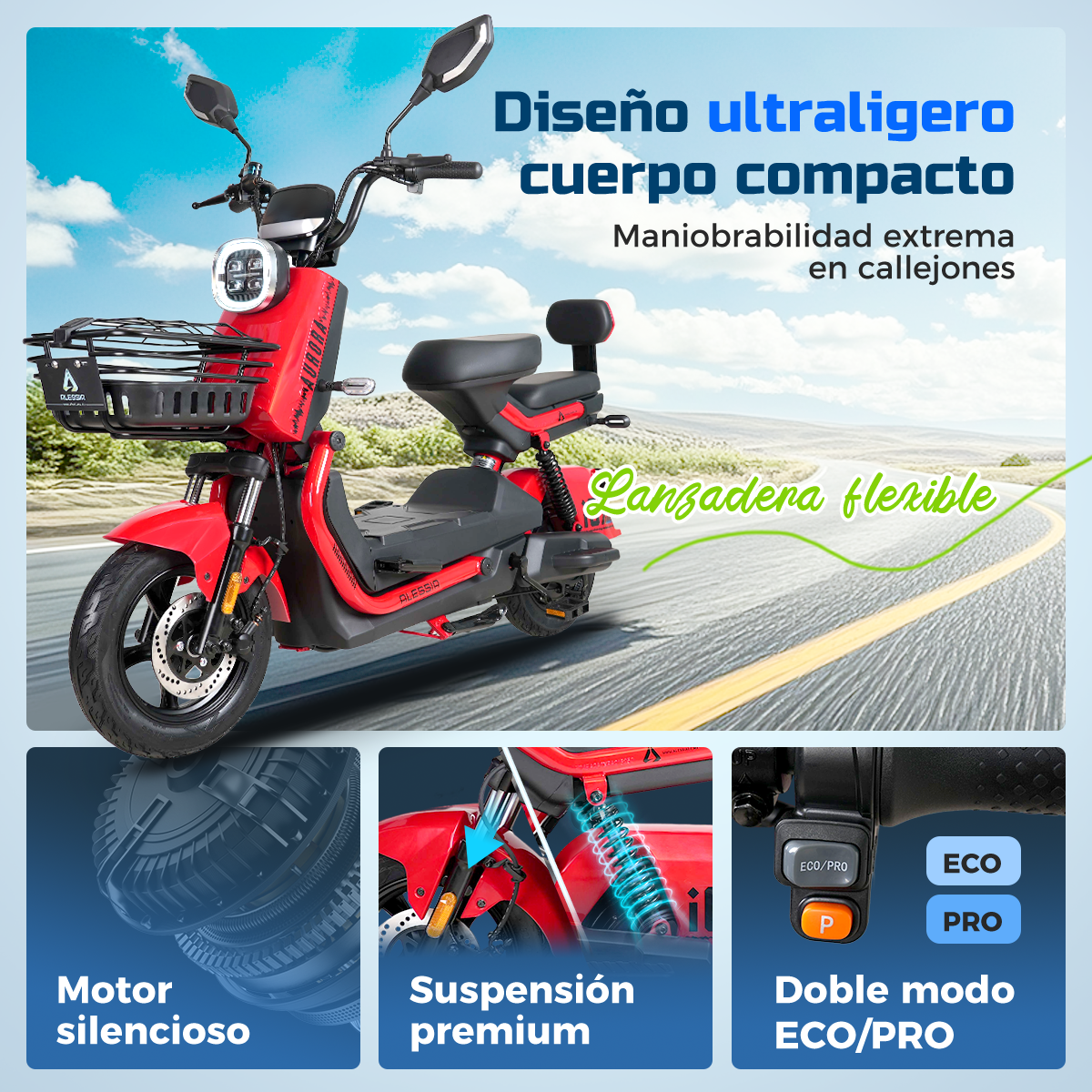 i07 Aurora | Bicicleta Electrica 800W | Motor potente | Batería 72V | Autonomía de 75km