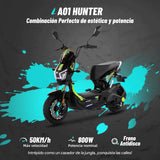 Bicicleta Eléctrica A01 Hunter Verde Diseño Estético, Potencia Potente, Autonomía 75km, Suspensión Mejorada, Conducción Cómoda y Segura