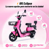 Bicicleta Eletrica i05 Eclipse 48V/ 60V Rosa, Motor Potente, Rápido y Estable, 3 Modos de Velocidad