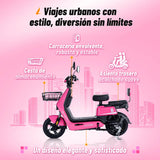 Bicicleta Eletrica i05 Eclipse 48V/ 60V Rosa, Motor Potente, Rápido y Estable, 3 Modos de Velocidad