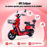 Bicicleta Eléctrica i05 Eclipse 48V/ 60V Rojo, Motor Potente, Rápido y Estable, 3 Modos de Velocidad