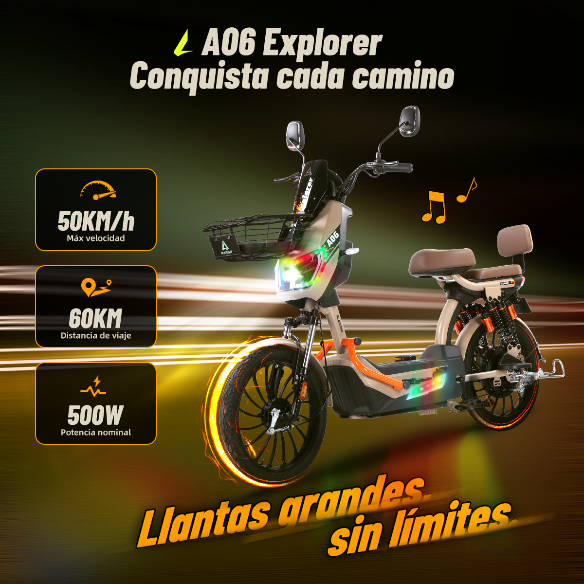 Alessia E-bike A06 Explorer Marrón, Conquista Terreno Difícil con Rueda Grande, Mayor Comodidad con Suspensión Mejorada, 500W, Autonomía 75km