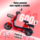Bicicleta Eléctrica i05 Eclipse 48V/ 60V Rojo, Motor Potente, Rápido y Estable, 3 Modos de Velocidad