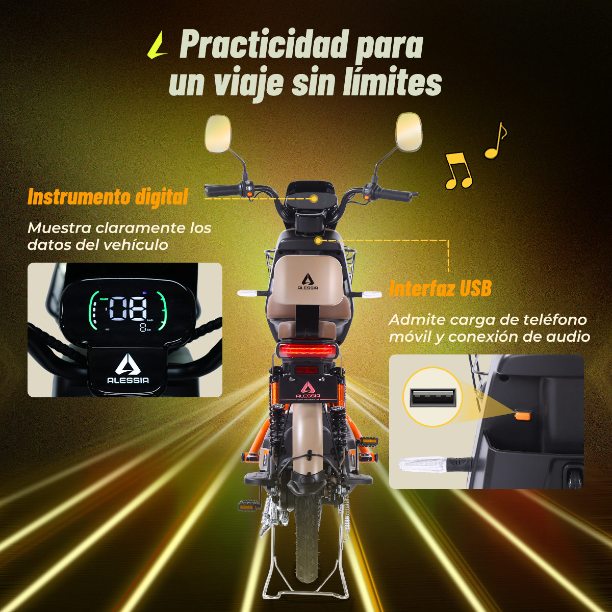 Alessia E-bike A06 Explorer Marrón, Conquista Terreno Difícil con Rueda Grande, Mayor Comodidad con Suspensión Mejorada, 500W, Autonomía 75km