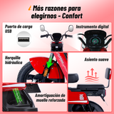 Bicicleta Eléctrica i05 Eclipse 48V/ 60V Rojo, Motor Potente, Rápido y Estable, 3 Modos de Velocidad