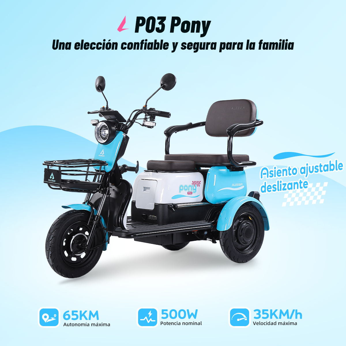 P03 bicicleta 3 ruedas eléctrica
