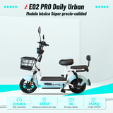E02 Daily Urban Bici Eléctrica | Batería 48V, Autonomía de 55 km | Ideal para la Ciudad, Commuting, y Transporte de Niños