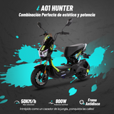 Bicicleta Eléctrica A01 Hunter Verde Diseño Estético, Potencia Potente, Autonomía 75km, Suspensión Mejorada, Conducción Cómoda y Segura