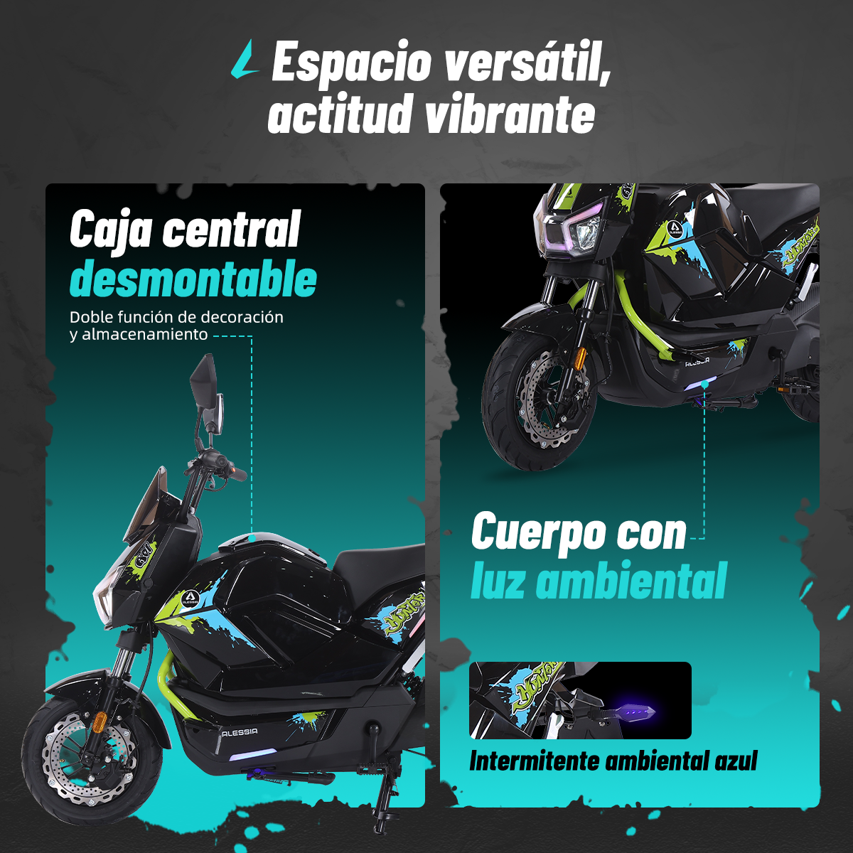 Bicicleta Eléctrica Hunter Pro, A01 Pro, Verde, Con caja central, Diseño Estético, Potencia Potente, Autonomía 75km, Suspensión Mejorada, Conducción Cómoda y Segura
