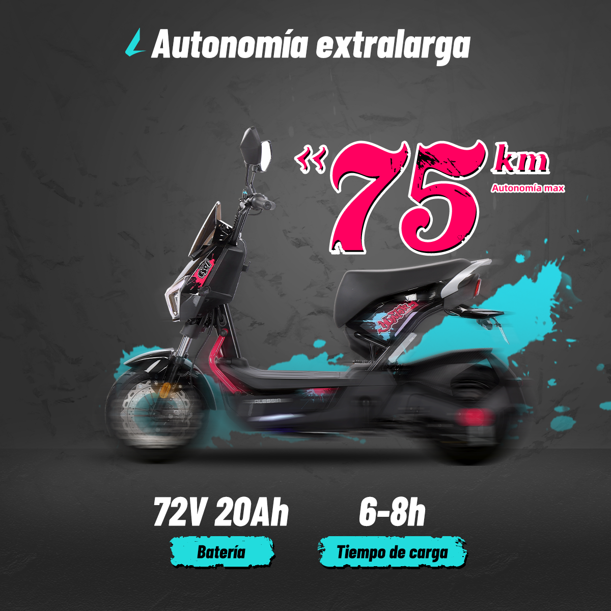 Bicicleta Eléctrica Hunter Pro, A01 Pro, Rosa, Con caja central, Diseño Estético, Potencia Potente, Autonomía 75km, Suspensión Mejorada, Conducción Cómoda y Segura