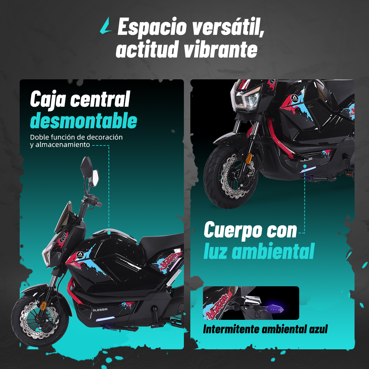 Bicicleta Eléctrica Hunter Pro, A01 Pro, Rosa, Con caja central, Diseño Estético, Potencia Potente, Autonomía 75km, Suspensión Mejorada, Conducción Cómoda y Segura