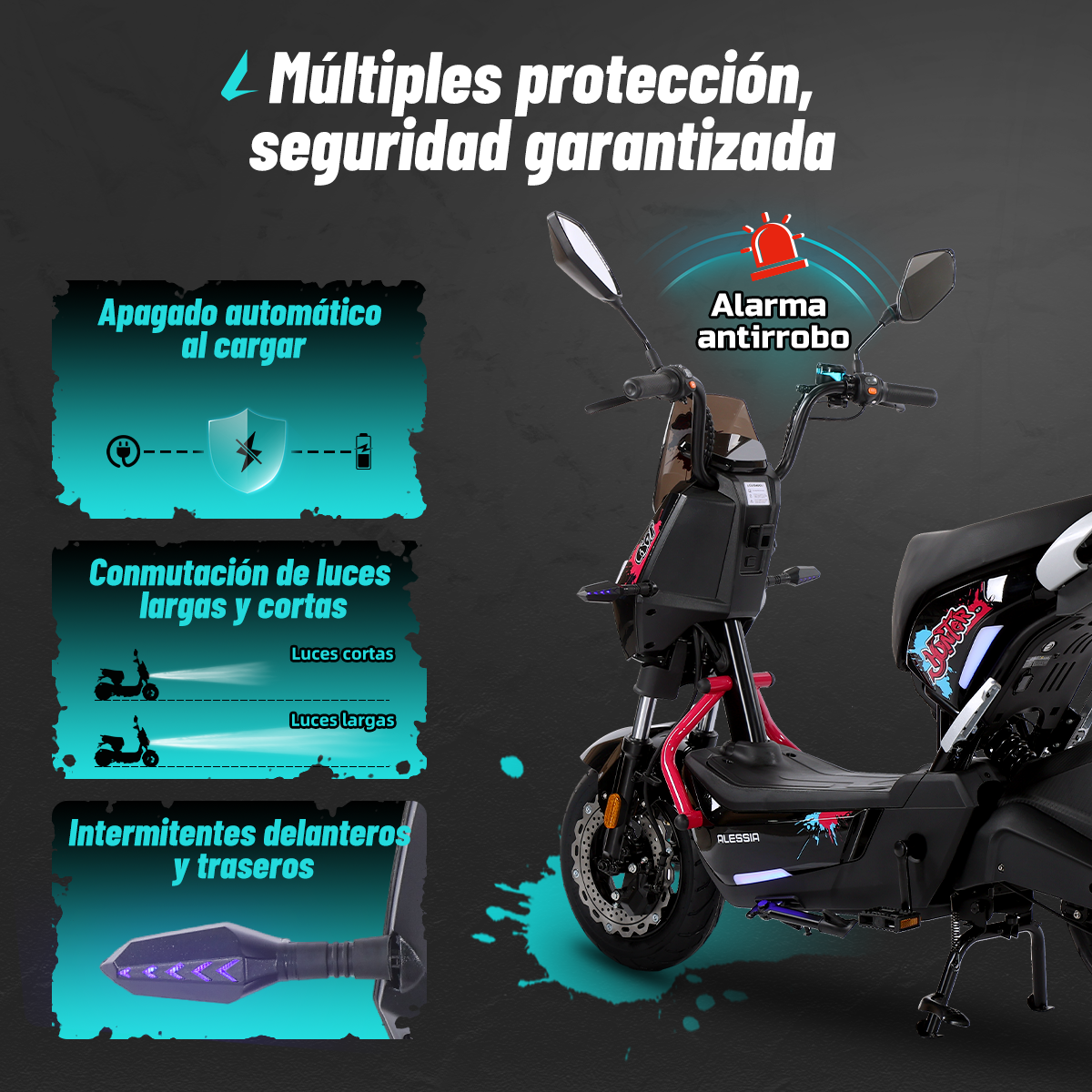 Bicicleta Eléctrica Hunter Pro, A01 Pro, Rosa, Con caja central, Diseño Estético, Potencia Potente, Autonomía 75km, Suspensión Mejorada, Conducción Cómoda y Segura