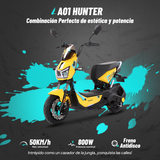 Bicicleta Eléctrica Hunter Pro, A01 Pro, Amarillo, Con caja central, Diseño Estético, Potencia Potente, Autonomía 75km, Suspensión Mejorada, Conducción Cómoda y Segura