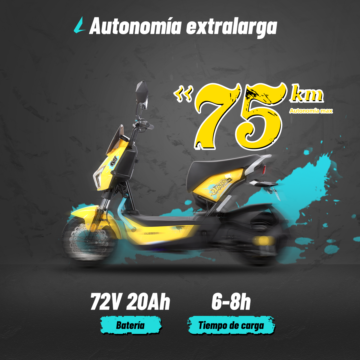 Bicicleta Eléctrica A01 Hunter Amarillo Diseño Estético, Potencia Potente, Autonomía 75km, Suspensión Mejorada, Conducción Cómoda y Segura